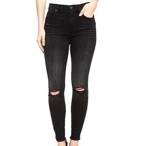NWOT 7 for all Mankind Aubrey Distressed Black Skinny Jeans